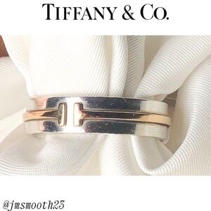 🤑LOWEST PRICE‼️ Tiffany T wide ring in sterling silver and 18k rose gold